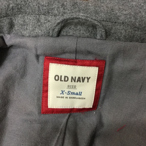 Old Navy Grey Toggle Coat with Red Plaid Accent - Picture 7 of 8